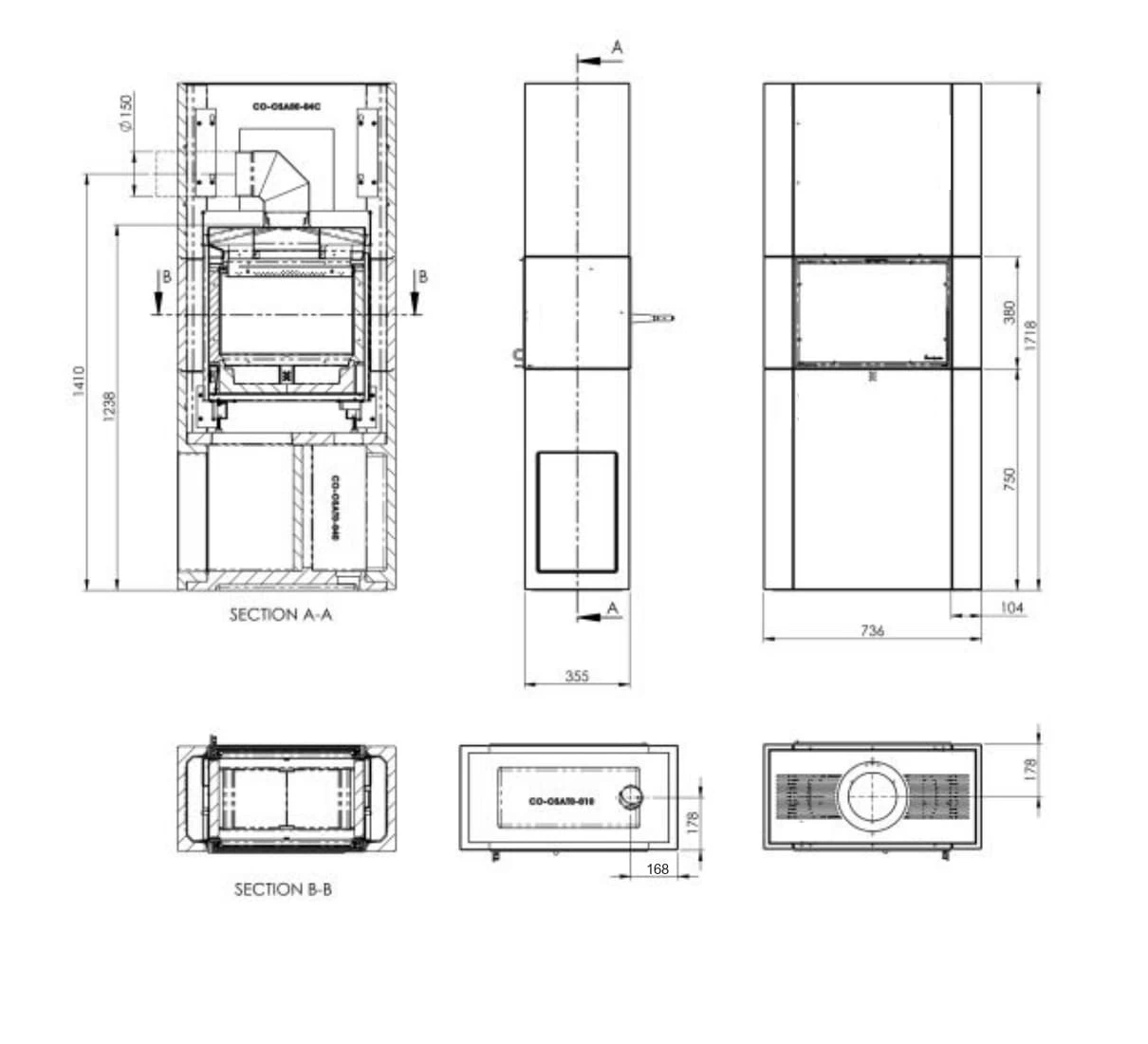 Kaminbausatz Nordpeis Osaka T | Tunnelkamin | Gerade Scheibe 3 Kaminbausatz Nordpeis Osaka T | Tunnelkamin | Gerade Scheibe – Bild 3