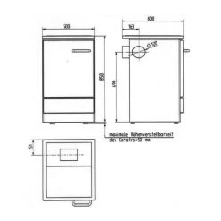 Küchenofen WAMSLER K 155 S -Default Template kuechenofen wamsler k155s abmessungenjpg 3 138268